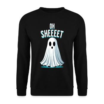 Halloween Oh Sheet Gespenst Lustig - Unisex Pullover - Schwarz - Vorne - Alina (178cm) & Michal (187cm)