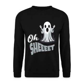 Lustiges Halloween Oh Sheet Gespenst - Unisex Pullover - Schwarz - Vorne - Alina (178cm) & Michal (187cm)