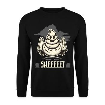 Halloween Kackhaufen Gespenst Sheet Spaß - Unisex Pullover - Schwarz - Vorne - Alina (178cm) & Michal (187cm)