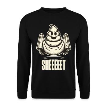 Halloween Kackhaufen Gespenst Sheet Spaß - Unisex Pullover - Schwarz - Vorne - Alina (178cm) & Michal (187cm)