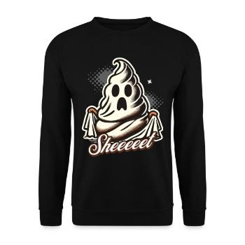Halloween Kacke Sheet Geist Spaß - Unisex Pullover - Schwarz - Vorne - Alina (178cm) & Michal (187cm)