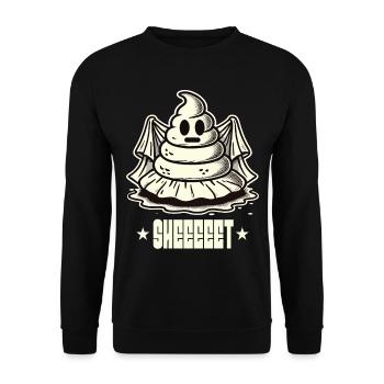 Halloween Kackhaufen Gespenst Sheet - Unisex Pullover - Schwarz - Vorne - Alina (178cm) & Michal (187cm)