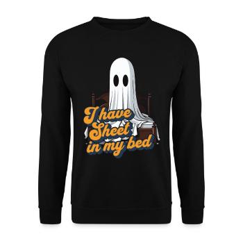 Halloween Sheet In Bed Funny Saying - Unisex Sweatshirt - black - Front - Alina (178cm) & Michal (187cm)