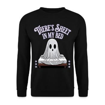 Halloween Sheet In Bed Funny Saying - Unisex Sweatshirt - black - Front - Alina (178cm) & Michal (187cm)