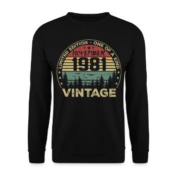 Novembre 1981 Cadeau Vintage - Né en Novembre 1981 - Sweat-shirt Unisexe - noir - Devant - Alina (178cm) & Michal (187cm)