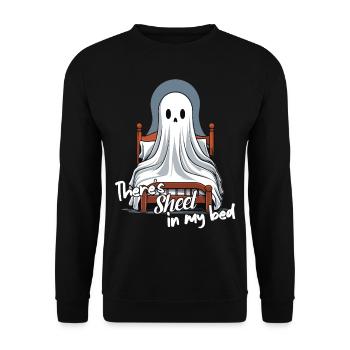 Halloween Sheet In Bed Funny Saying - Unisex Sweatshirt - black - Front - Alina (178cm) & Michal (187cm)