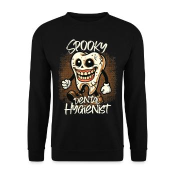 Spooky Zahnhygieniker Halloween Zahn - Unisex Pullover - Schwarz - Vorne - Alina (178cm) & Michal (187cm)