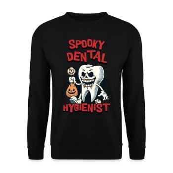 Spooky Dental Hygienist Halloween Motiv - Unisex Pullover - Schwarz - Vorne - Alina (178cm) & Michal (187cm)