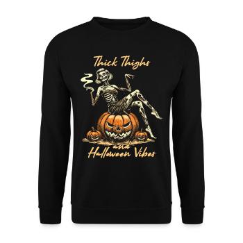 Funny Halloween With Thick Thighs And Halloween - Unisex Sweatshirt - black - Front - Alina (178cm) & Michal (187cm)