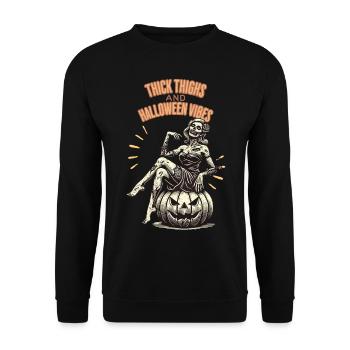 Fun Halloween: Thick Thighs and Vibes - Unisex Sweatshirt - black - Front - Alina (178cm) & Michal (187cm)