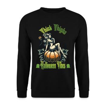 Funny Halloween Thick Thighs Vibes - Unisex Sweatshirt - black - Front - Alina (178cm) & Michal (187cm)