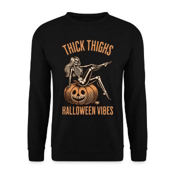 Funny Halloween Thick Thighs Halloween Vibes - Unisex Sweatshirt - black - Front - Alina (178cm) & Michal (187cm)