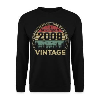 Novembre 2008 Cadeau Vintage - Né en Novembre 2008 - Sweat-shirt Unisexe - noir - Devant - Alina (178cm) & Michal (187cm)