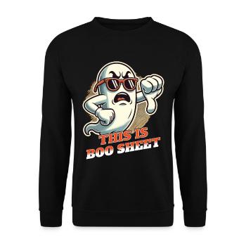 Lustiges Halloween Gespenst: This Is Boo Sheet - Unisex Pullover - Schwarz - Vorne - Alina (178cm) & Michal (187cm)