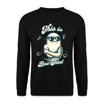Funny Halloween Boo Sheet Ghost - Unisex Sweatshirt - black - Front - Alina (178cm) & Michal (187cm)