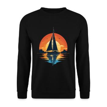 Aventure en voilier au coucher du soleil - Sweat-shirt Unisexe - noir - Devant - Alina (178cm) & Michal (187cm)