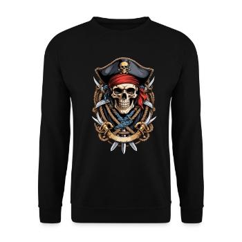 Funny Pirate Outfit Jolly Roger Design - Unisex Sweatshirt - black - Front - Alina (178cm) & Michal (187cm)