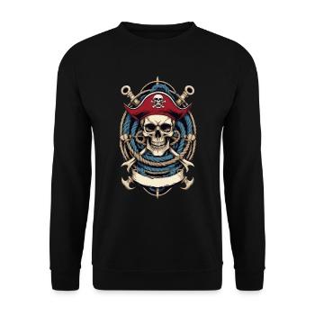 Funny Pirate Outfit Jolly Roger Design - Unisex Sweatshirt - black - Front - Alina (178cm) & Michal (187cm)