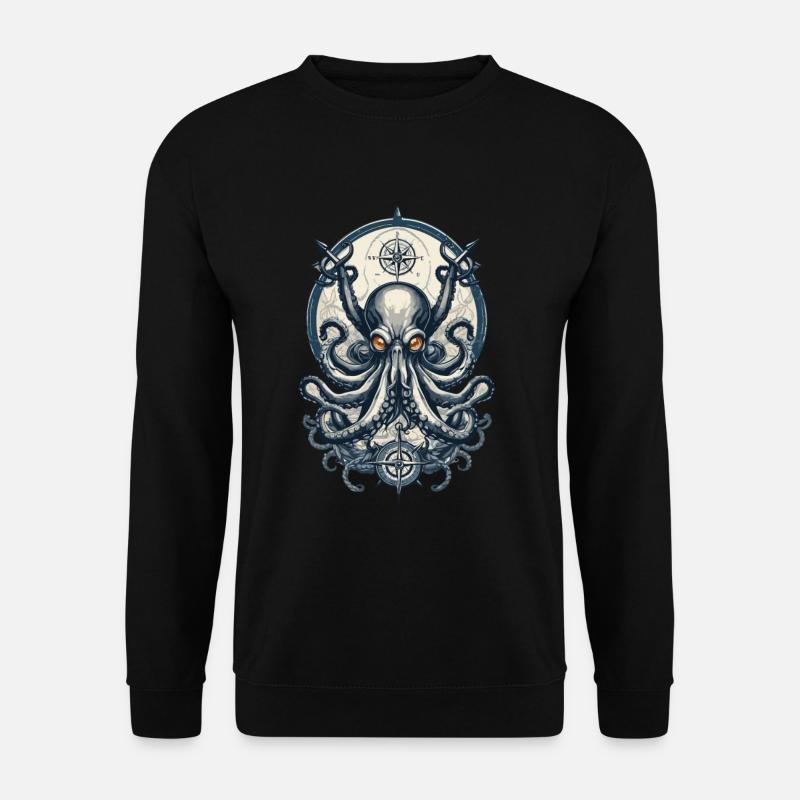 Krake Seeungeheuer Hobby Fischer Seefahrer - Unisex Pullover - Schwarz