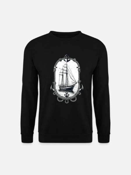 Maritime Adventure Sailing Ship Illustration - Unisex Sweatshirt - black