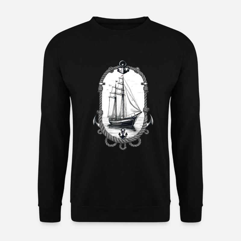 Maritime Adventure Sailing Ship Illustration - Unisex Sweatshirt - black