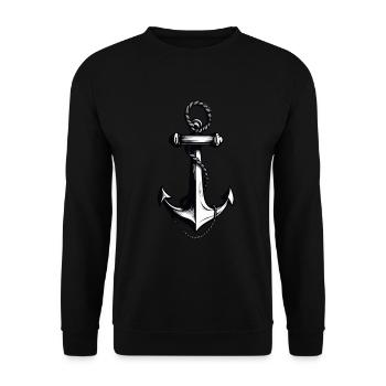 Aesthetic Anchor Design Hobby Fisherman Seafarer - Unisex Sweatshirt - black - Front - Alina (178cm) & Michal (187cm)