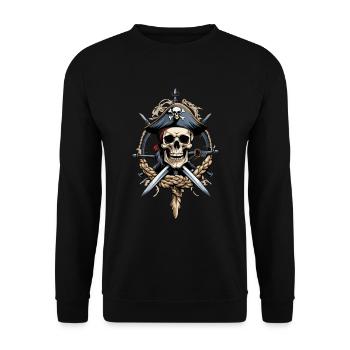 Pirate Flags Skull Jolly Roger Pirate Costume - Unisex Sweatshirt - black - Front - Alina (178cm) & Michal (187cm)