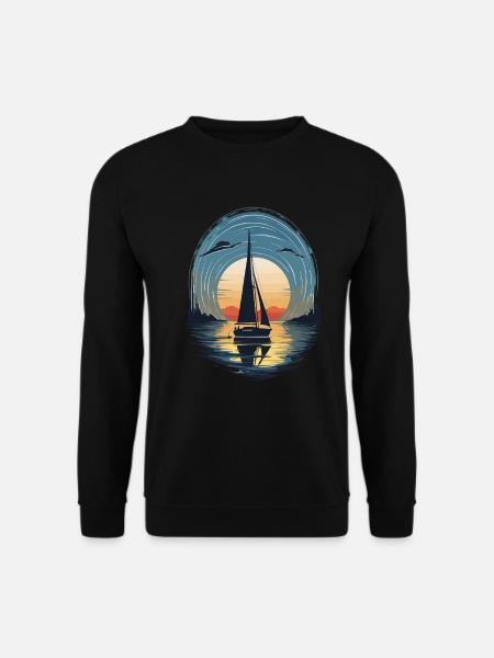 Sunset Sailboat Adventure Sea - Unisex Sweatshirt - black