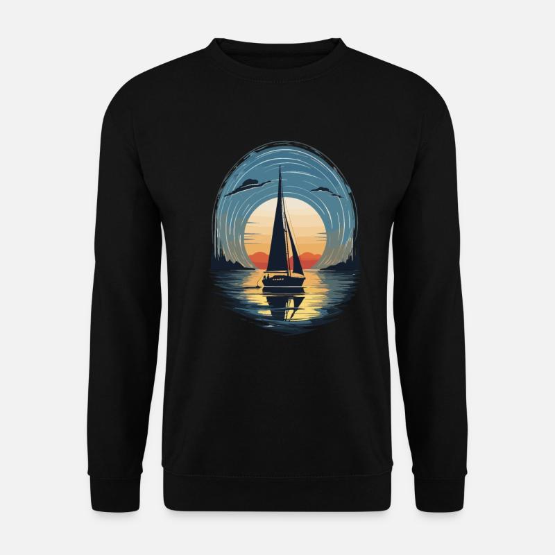 Sunset Sailboat Adventure Sea - Unisex Sweatshirt - black