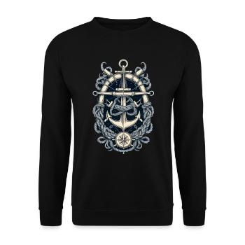 Aesthetic Anchor Design - Unisex Sweatshirt - black - Front - Alina (178cm) & Michal (187cm)