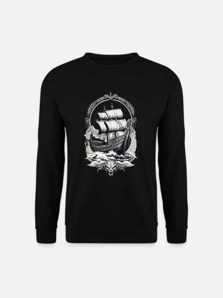 Abenteuerliche Wikinger Reise Auf Hoher See - Unisex Pullover - Schwarz