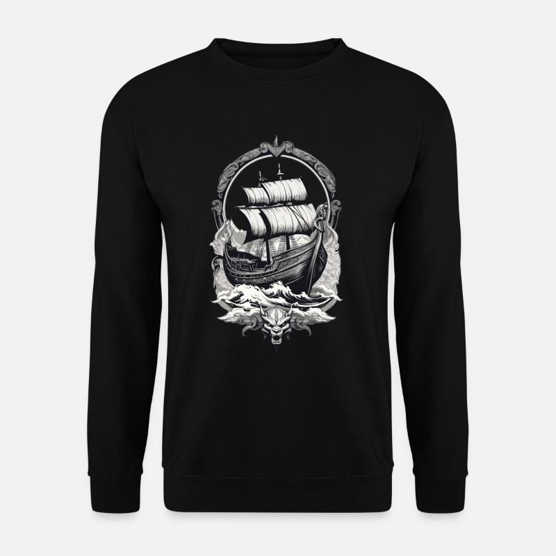 Abenteuerliche Wikinger Reise Auf Hoher See - Unisex Pullover - Schwarz