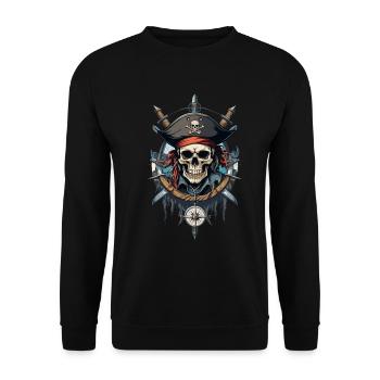 Pirate Flags Skull Jolly Roger Pirate Costume - Unisex Sweatshirt - black - Front - Alina (178cm) & Michal (187cm)