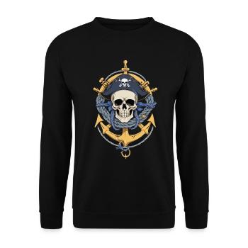 Pirate Flags Skull Jolly Roger Pirate Costume - Unisex Sweatshirt - black - Front - Alina (178cm) & Michal (187cm)