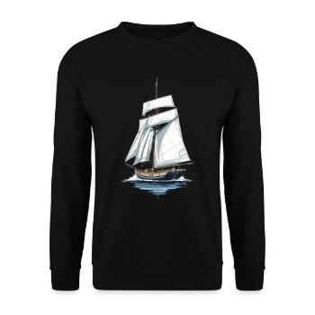 Segelschiff Abenteuer Auf Hoher See - Unisex Pullover - Schwarz - Vorne - Alina (178cm) & Michal (187cm)