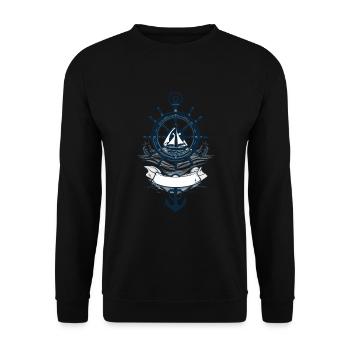 Captain Steering Wheel Anchor Sailboat Adventure - Unisex Sweatshirt - black - Front - Alina (178cm) & Michal (187cm)