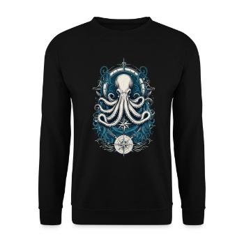 Octopus Sea Monster Fisherman Sailboat Sea - Unisex Sweatshirt - black - Front - Alina (178cm) & Michal (187cm)