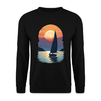 Sunset by the Sea Sailing Adventure - Unisex Sweatshirt - black - Front - Alina (178cm) & Michal (187cm)