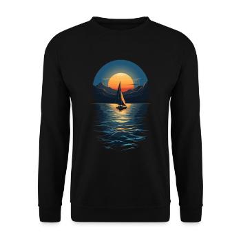 Sailboat Sunset on Lake Landscape - Unisex Sweatshirt - black - Front - Alina (178cm) & Michal (187cm)