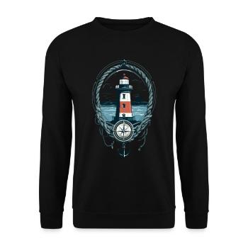 Lighthouse Hobby Fisherman Seafarer Sea Lover - Unisex Sweatshirt - black - Front - Alina (178cm) & Michal (187cm)