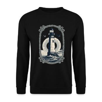Phare Hobby Pêcheur Marin Style Vintage - Sweat-shirt Unisexe - noir - Devant - Alina (178cm) & Michal (187cm)