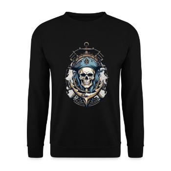Pirate Flags Skull Jolly Roger Pirate Costume - Unisex Sweatshirt - black - Front - Alina (178cm) & Michal (187cm)