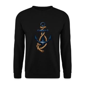 Aesthetic Anchor Design Hobby Fisherman Seafarer - Unisex Sweatshirt - black - Front - Alina (178cm) & Michal (187cm)