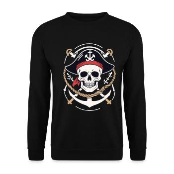 Funny Pirate Outfit Jolly Roger Design - Unisex Sweatshirt - black - Front - Alina (178cm) & Michal (187cm)
