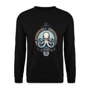 Octopus Sea Monster Hobby Fisherman Seafarer - Unisex Sweatshirt - black - Front - Alina (178cm) & Michal (187cm)