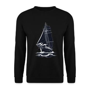 Maritime Adventure Sailing Ship Illustration - Unisex Sweatshirt - black - Front - Alina (178cm) & Michal (187cm)