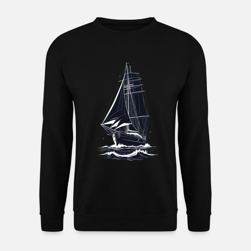 Maritime Adventure Sailing Ship Illustration - Unisex Sweatshirt - black
