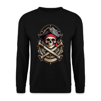 Pirate Flags Skull Jolly Roger Pirate Costume - Unisex Sweatshirt - black - Front - Alina (178cm) & Michal (187cm)