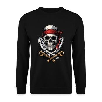 Drapeaux de pirate crâne Jolly Roger costume de pirate - Sweat-shirt Unisexe - noir - Devant - Alina (178cm) & Michal (187cm)