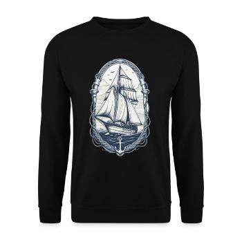 Elegant Sailing Ship Adventure Motif - Unisex Sweatshirt - black - Front - Alina (178cm) & Michal (187cm)